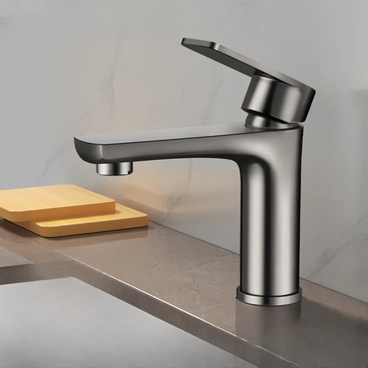 Stainless Steel Handle Included Grey Vessel Sink Faucets Image - 7