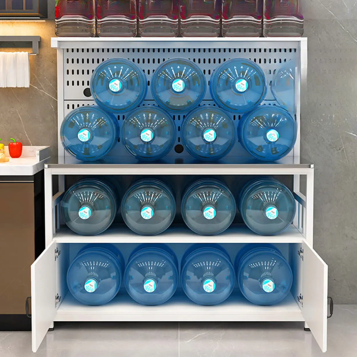 Stainless Steel Kitchen Counter White China Cabinets Image - 6