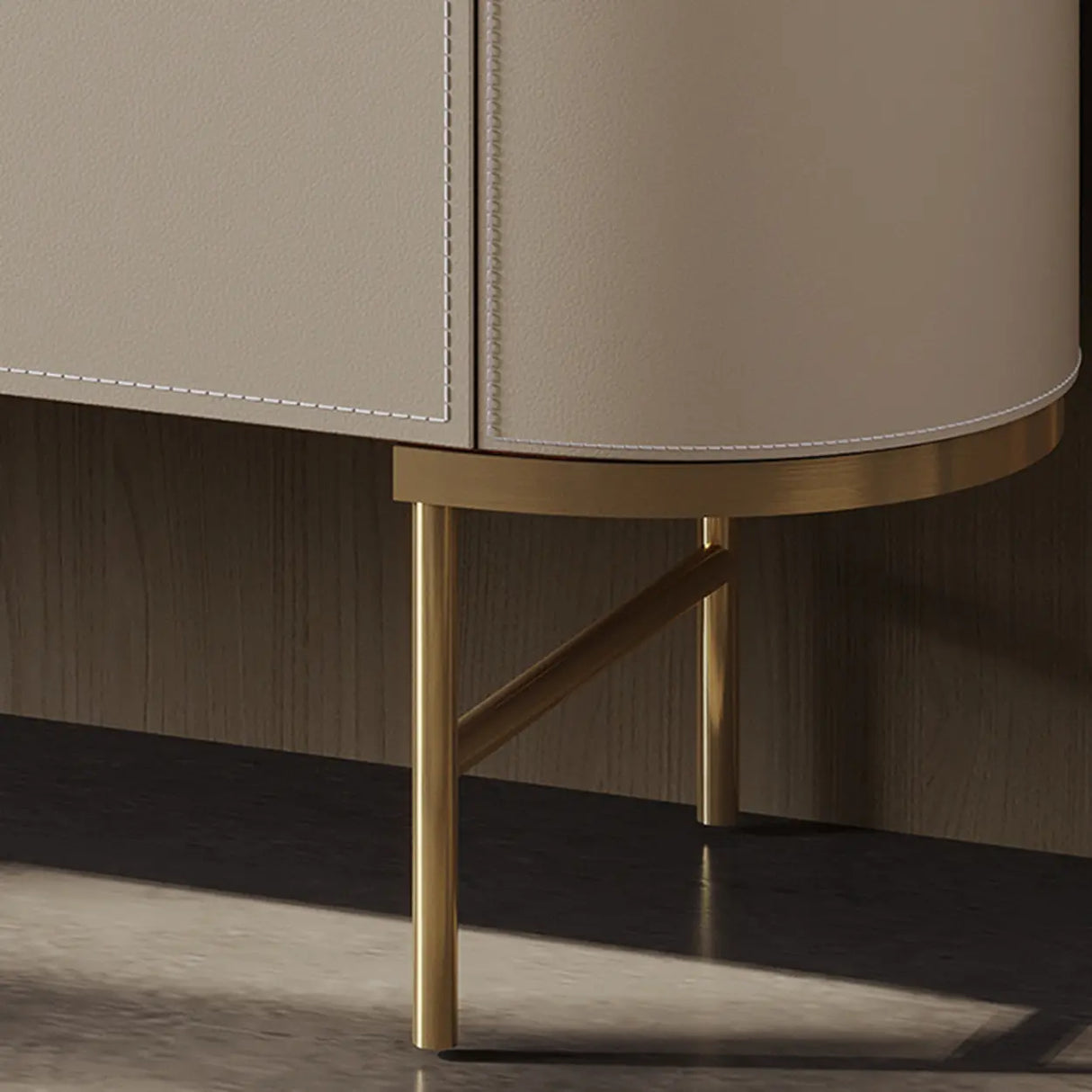 Stainless Steel Oval Marble-Top Storage Console Table Image - 11