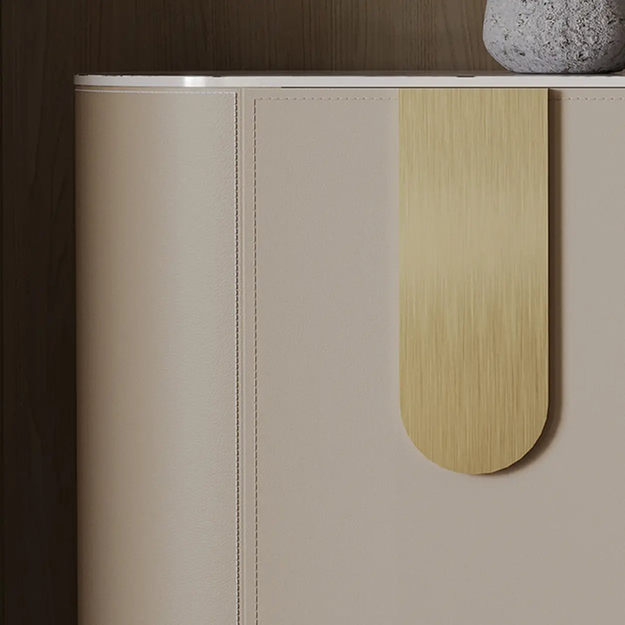 Stainless Steel Oval Marble-Top Storage Console Table Image - 9