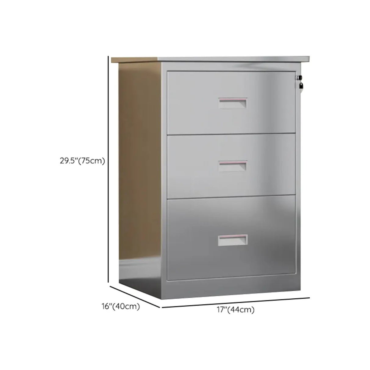 Stainless Steel Vertical Silver Filing Cabinet with Lock Image - 18