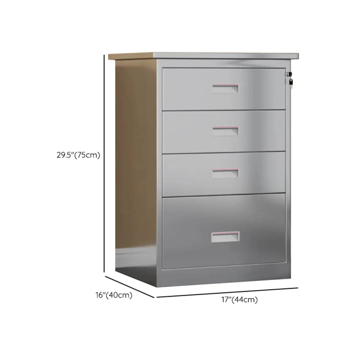 Stainless Steel Vertical Silver Filing Cabinet with Lock Image - 19