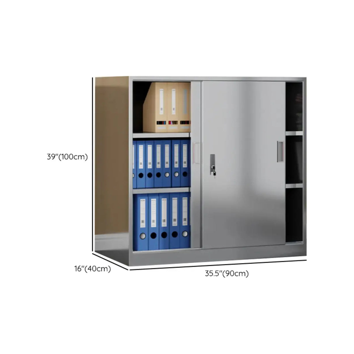 Stainless Steel Vertical Silver Filing Cabinet with Lock Image - 20