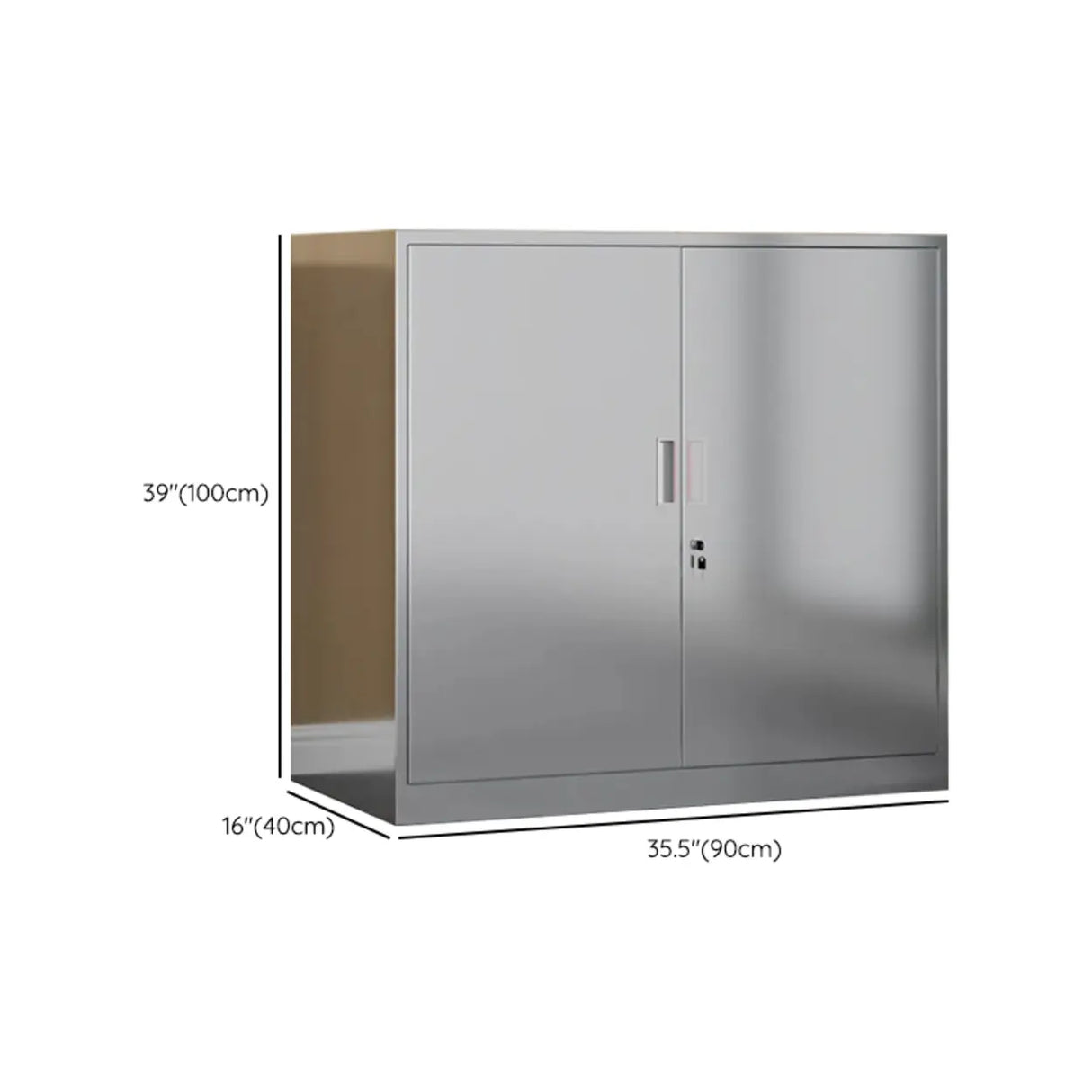 Stainless Steel Vertical Silver Filing Cabinet with Lock Image - 21