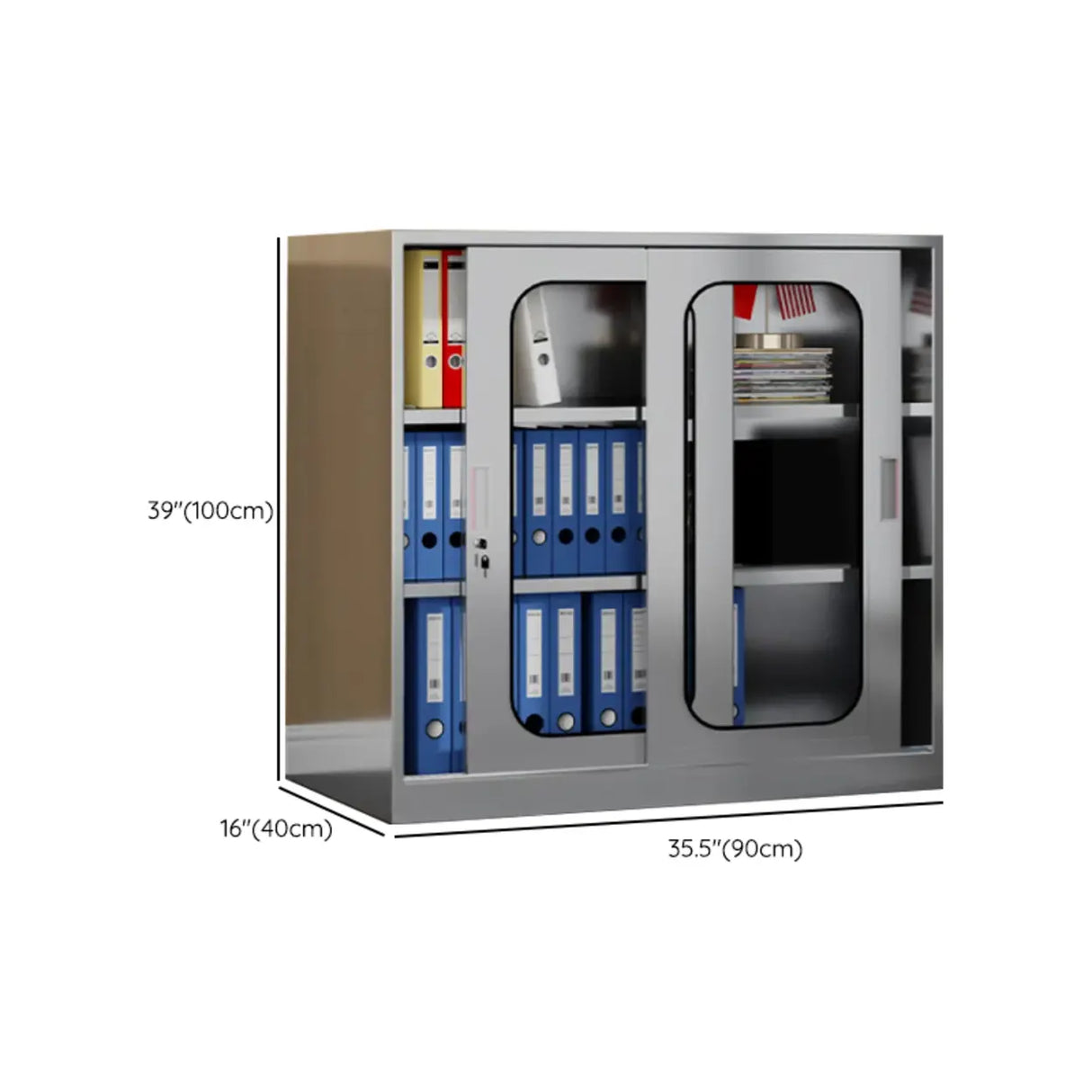 Stainless Steel Vertical Silver Filing Cabinet with Lock Image - 22