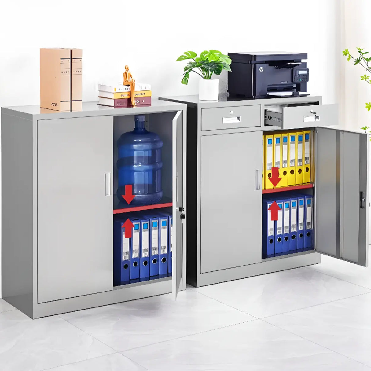 Stainless Steel Vertical Silver Filing Cabinet with Lock Image - 6