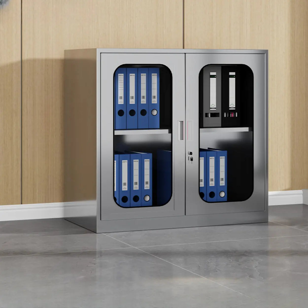 Stainless Steel Vertical Silver Filing Cabinet with Lock Image - 9