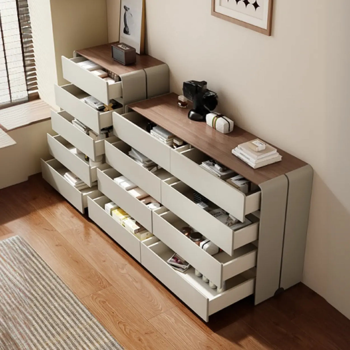 Standard Height Wood Dresser for Multiple Drawers Image - 6