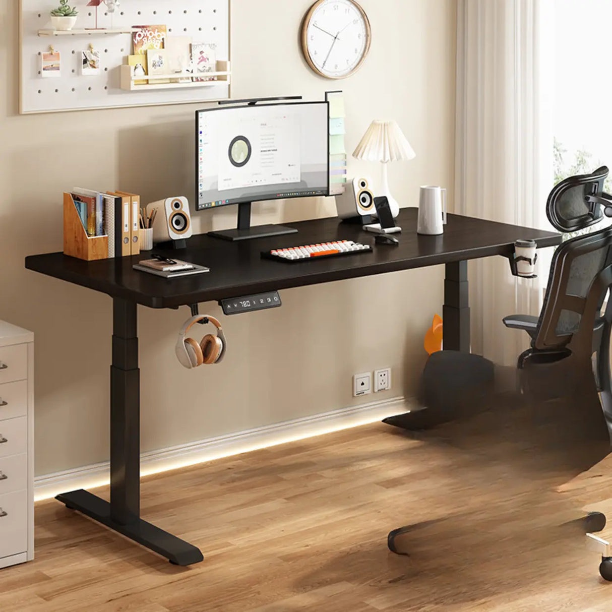 Standard Medium Height-Adjustable Wooden Writing Desk Image - 11