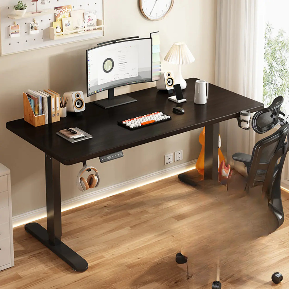 Standard Medium Height-Adjustable Wooden Writing Desk Image - 13