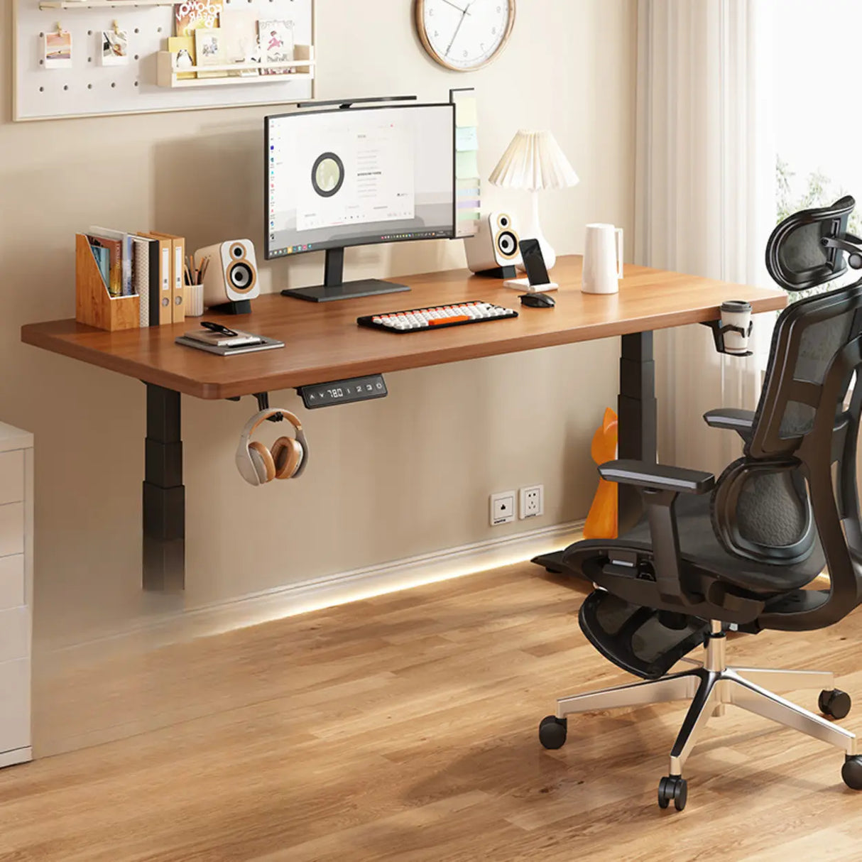 Standard Medium Height-Adjustable Wooden Writing Desk Image - 16