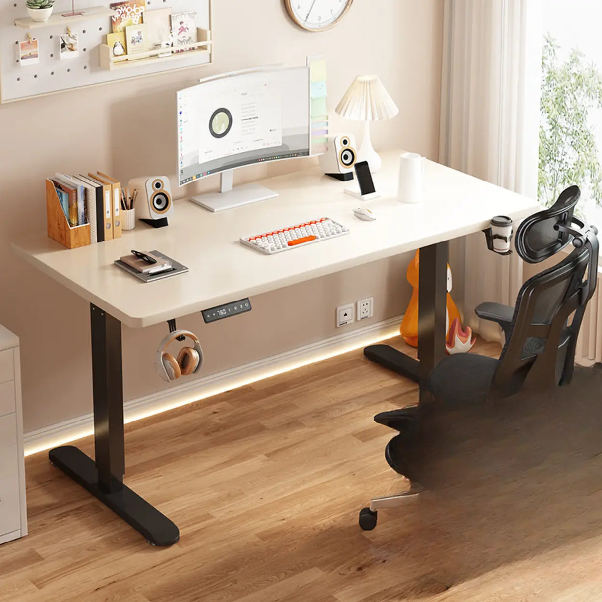 Standard Medium Height-Adjustable Wooden Writing Desk Image - 19