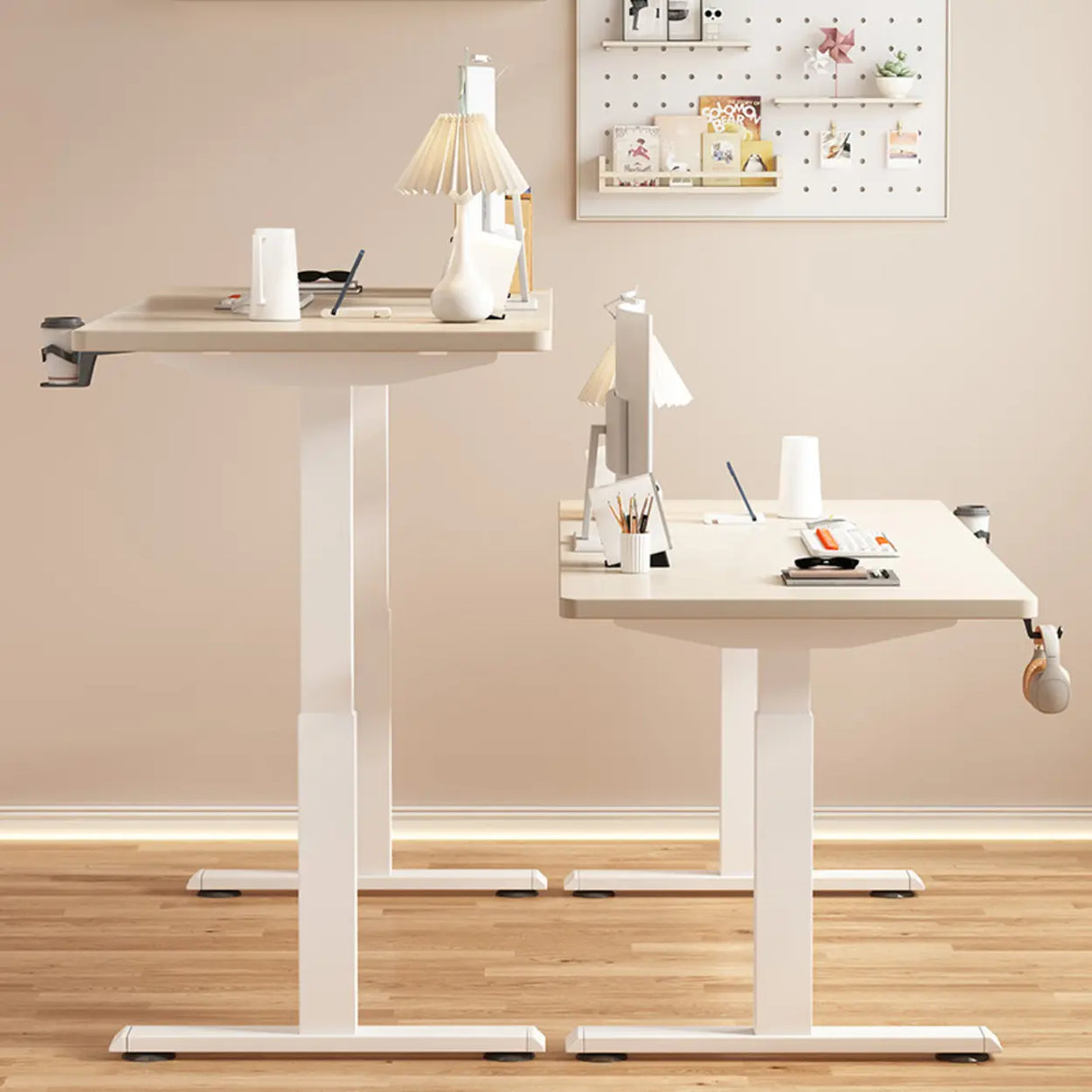 Standard Medium Height-Adjustable Wooden Writing Desk Image - 1