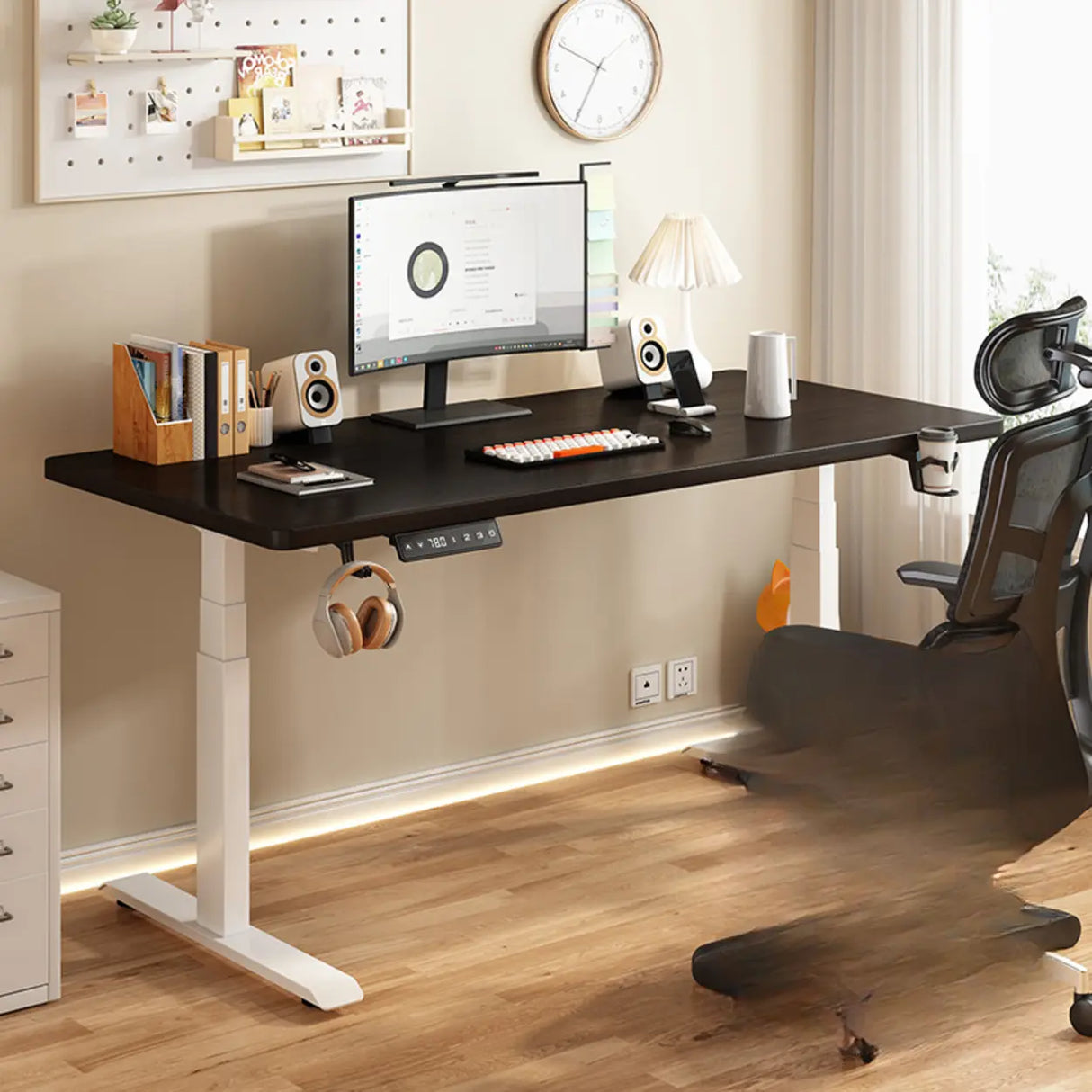 Standard Medium Height-Adjustable Wooden Writing Desk Image - 21