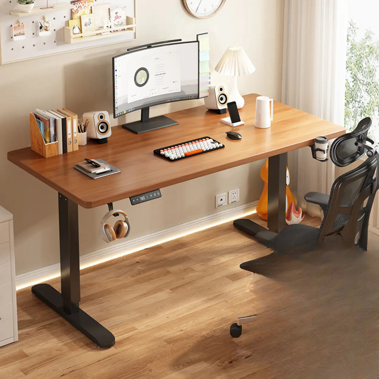 Standard Medium Height-Adjustable Wooden Writing Desk Image - 22