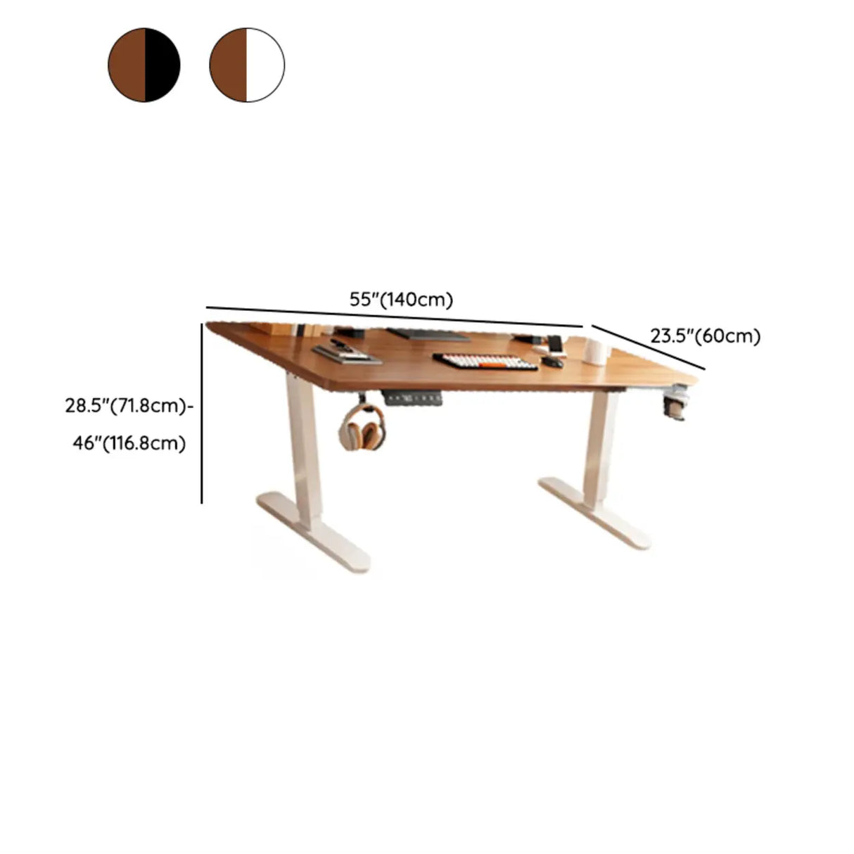 Standard Medium Height-Adjustable Wooden Writing Desk Image - 28