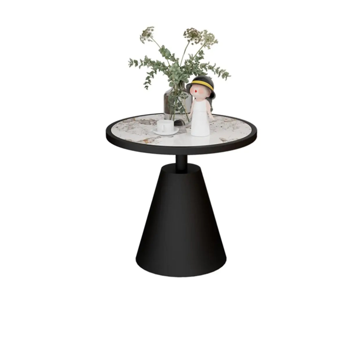 Standard Pedestal Round Sintered Stone Chairside Table Image - 5