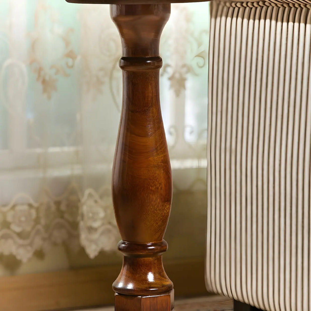 Standard Round Wood Frame Brown Tripod End Table Image - 12