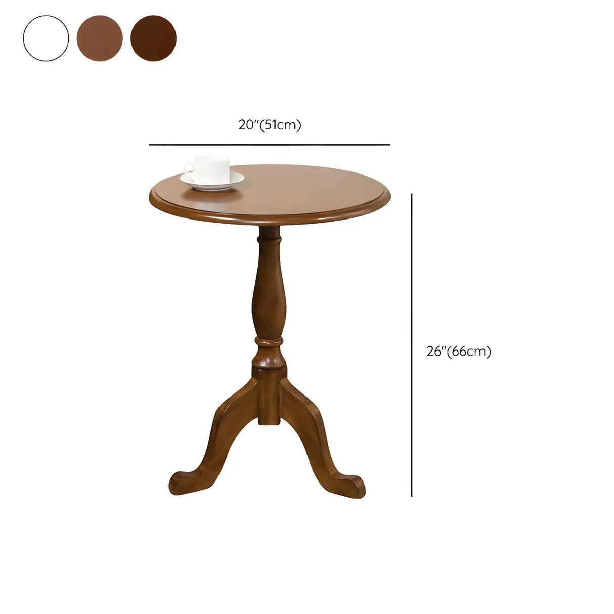 Standard Round Wood Frame Brown Tripod End Table