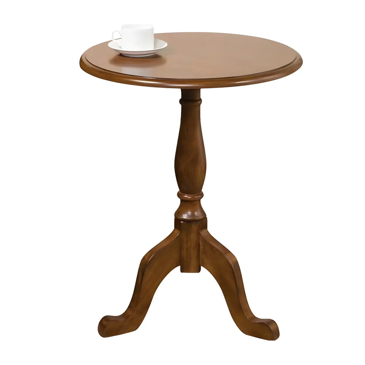 Standard Round Wood Frame Brown Tripod End Table Image - 4
