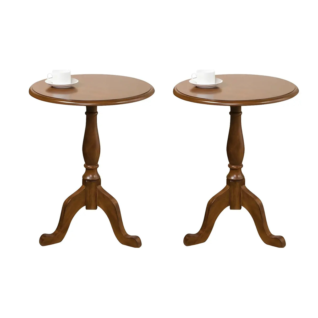 Standard Round Wood Frame Brown Tripod End Table Image - 5