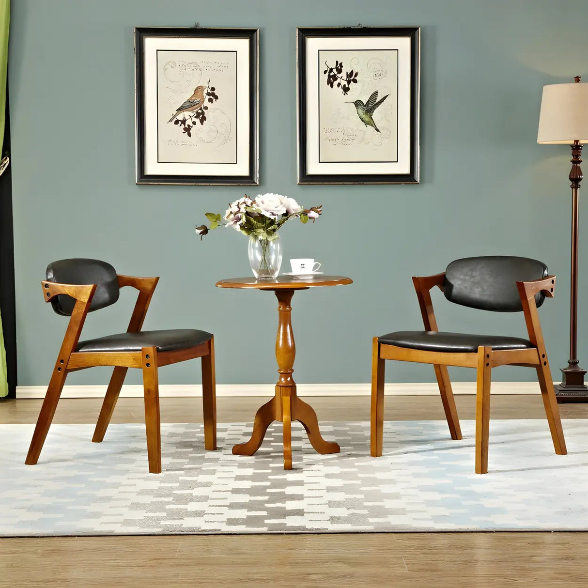 Standard Round Wood Frame Brown Tripod End Table Image - 6