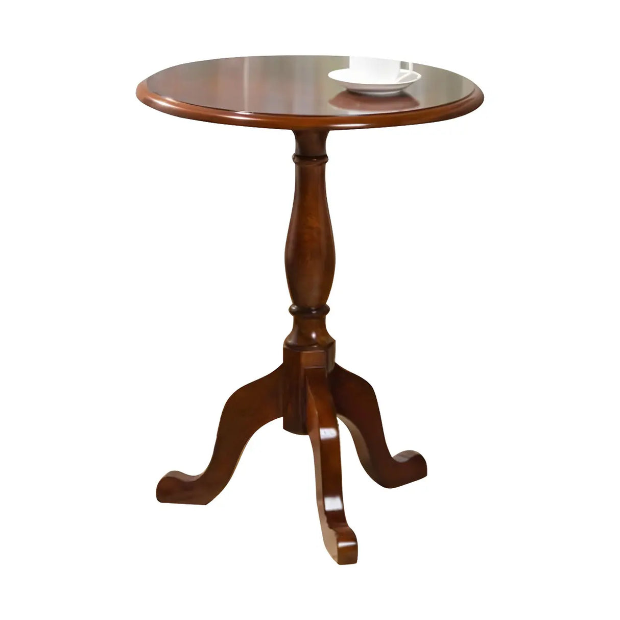 Standard Round Wood Frame Brown Tripod End Table Image - 9