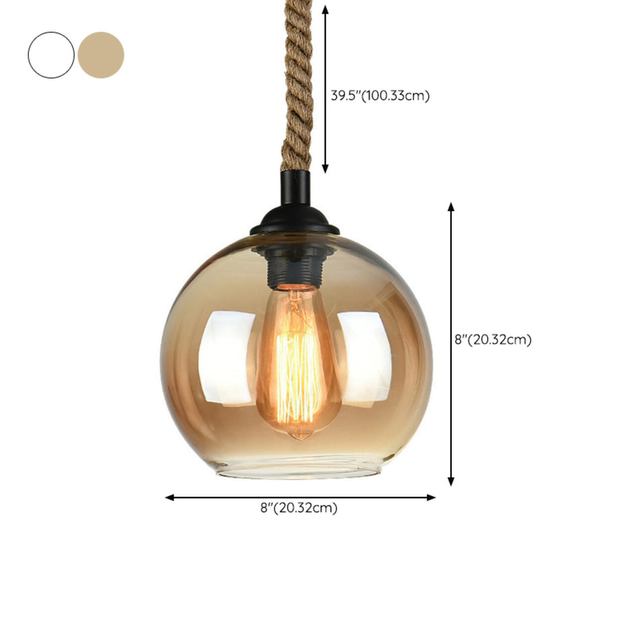 Steampunk Amber Glass Globe Edison Bulb Pendant Light