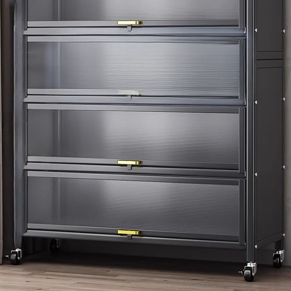 Steel Dining Hutch Storage China Cabinet Pantry Grey Image - 6