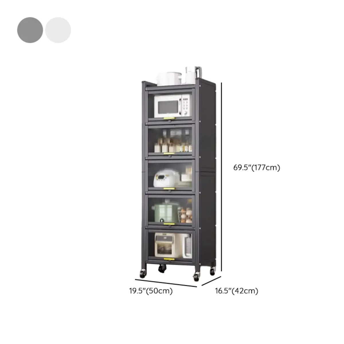 Steel Dining Hutch Storage China Cabinet Pantry Grey Image - 63