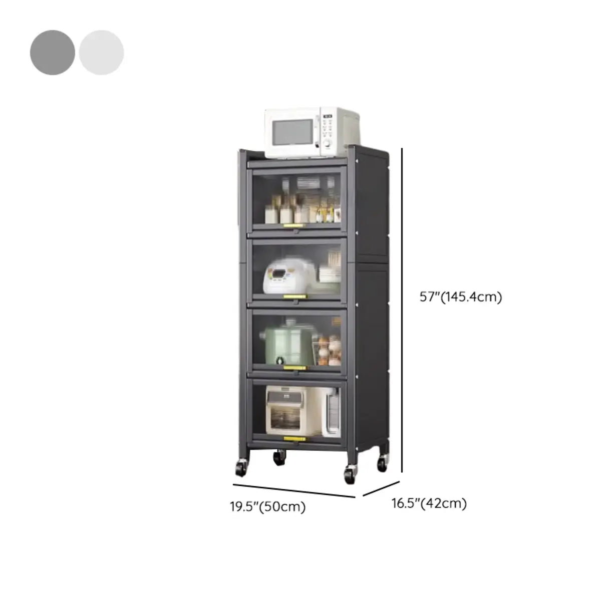Steel Dining Hutch Storage China Cabinet Pantry Grey Image - 68