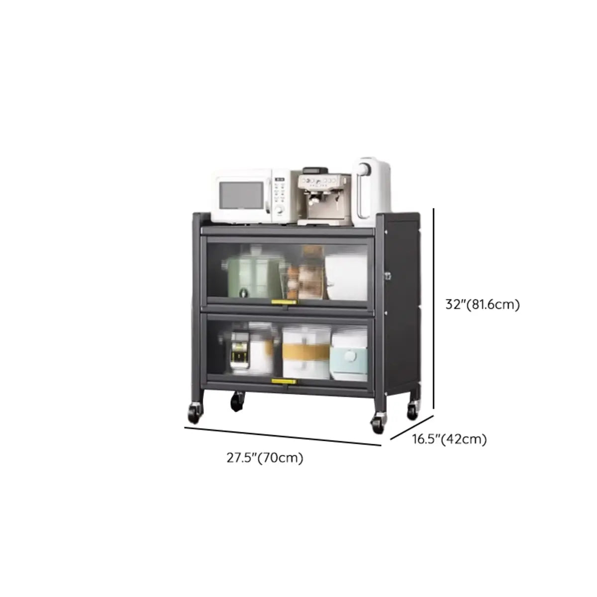 Steel Dining Hutch Storage China Cabinet Pantry Grey Image - 76