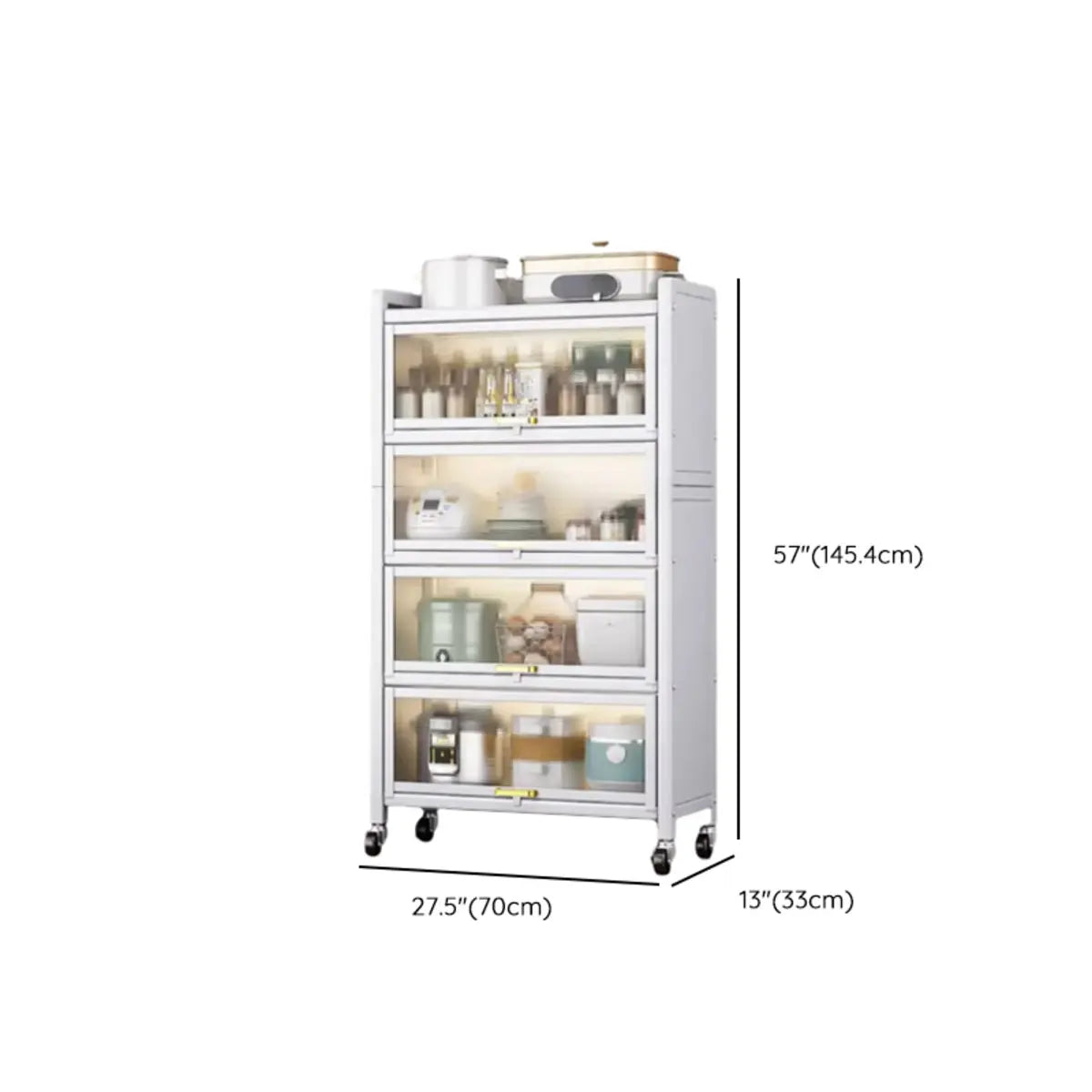 Steel Dining Hutch Storage China Cabinet Pantry Grey Image - 95