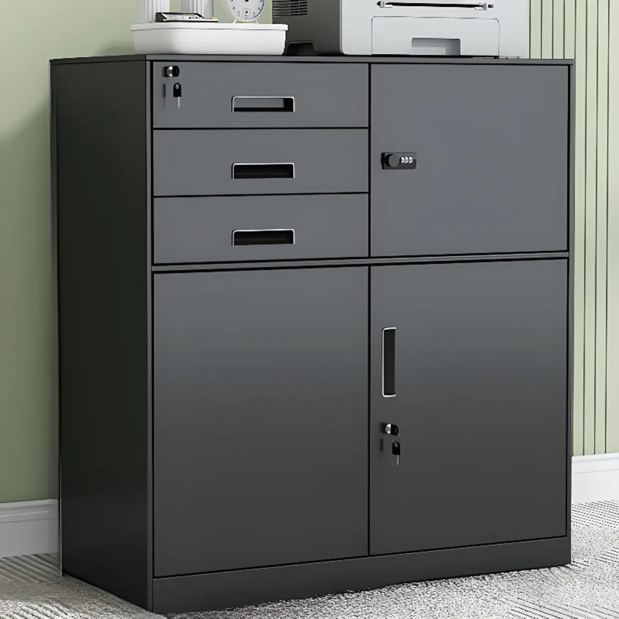 Steel Fire Resistant Storage Vertical Filing Cabinet Image - 10