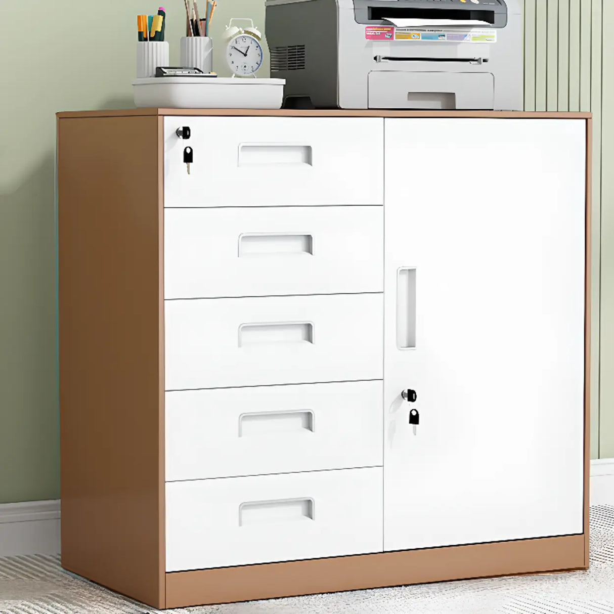 Steel Fire Resistant Storage Vertical Filing Cabinet Image - 7