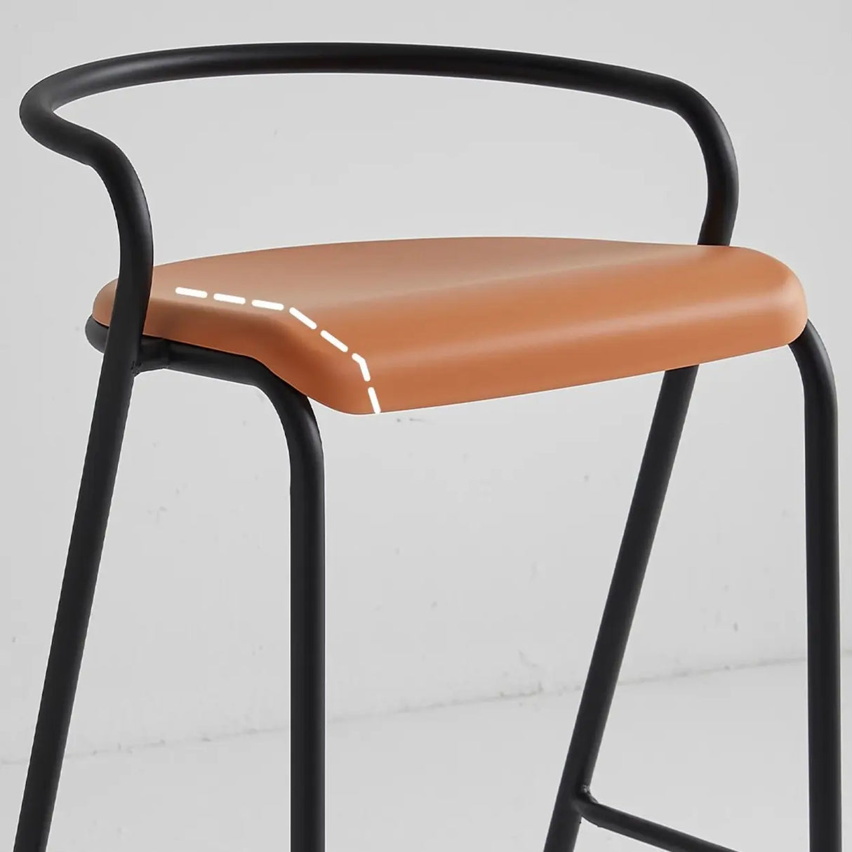 Steel Frame Bucket Bar Stool with Four-Leg and Footrest Image - 16