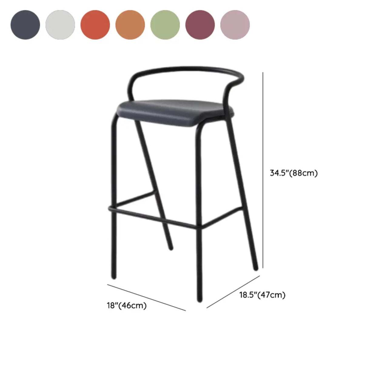 Steel Frame Bucket Bar Stool with Four-Leg and Footrest