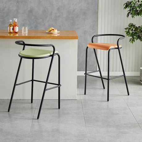 Steel Frame Bucket Bar Stool with Four-Leg and Footrest Image - 1