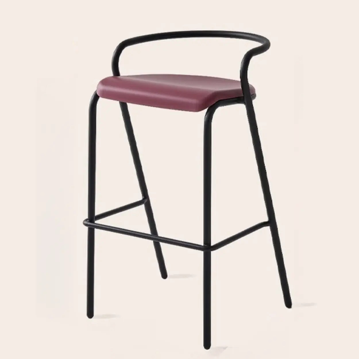 Steel Frame Bucket Bar Stool with Four-Leg and Footrest Image - 3