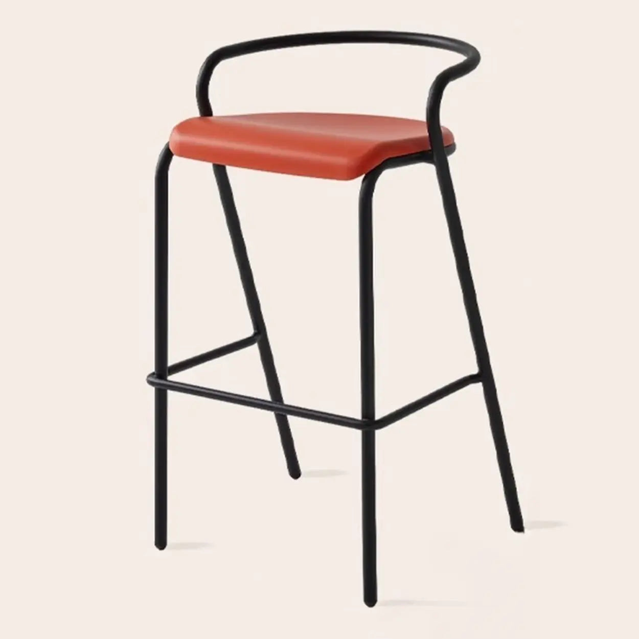 Steel Frame Bucket Bar Stool with Four-Leg and Footrest Image - 9