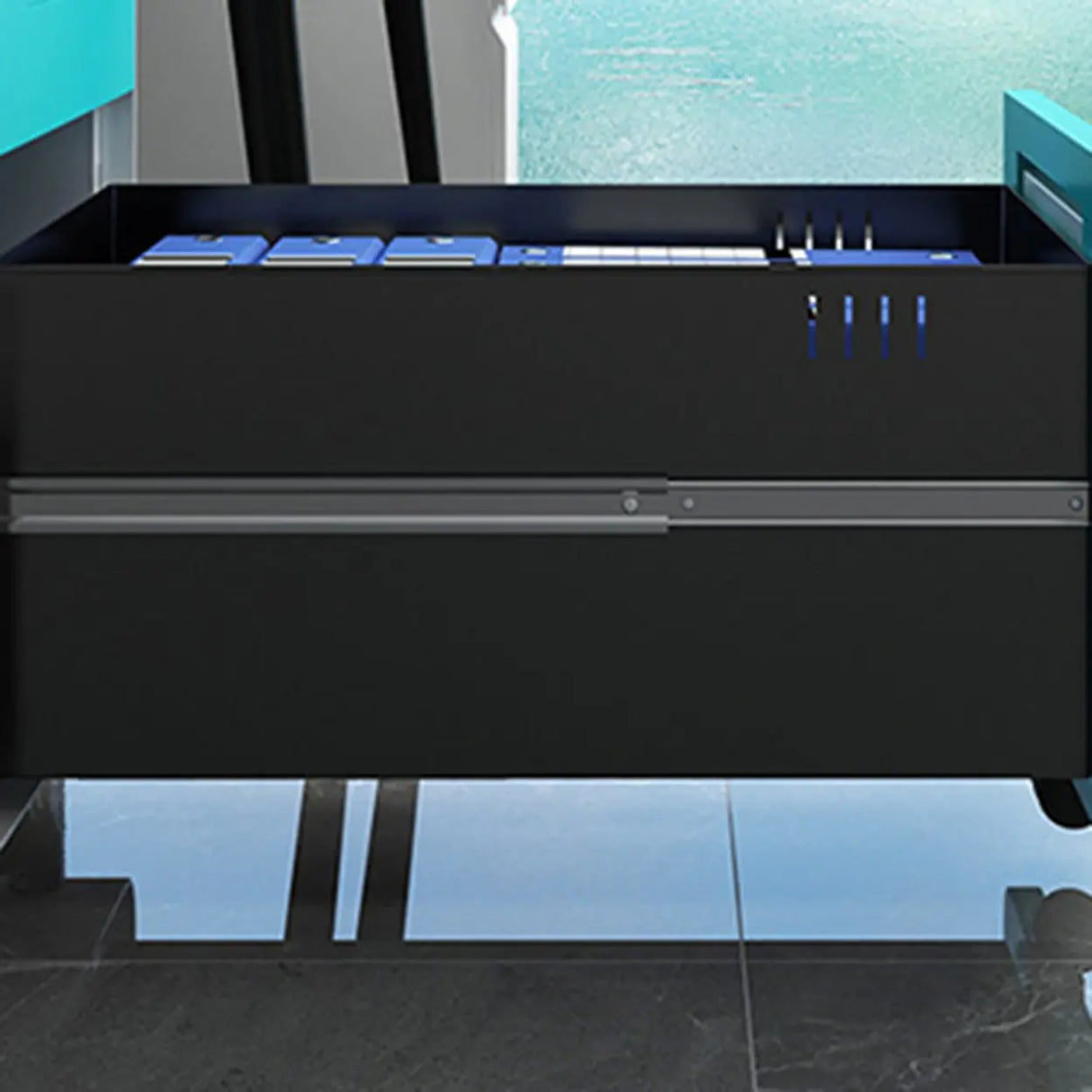 Steel Mobile Filing Cabinet White Key Lock with Casters Image - 10