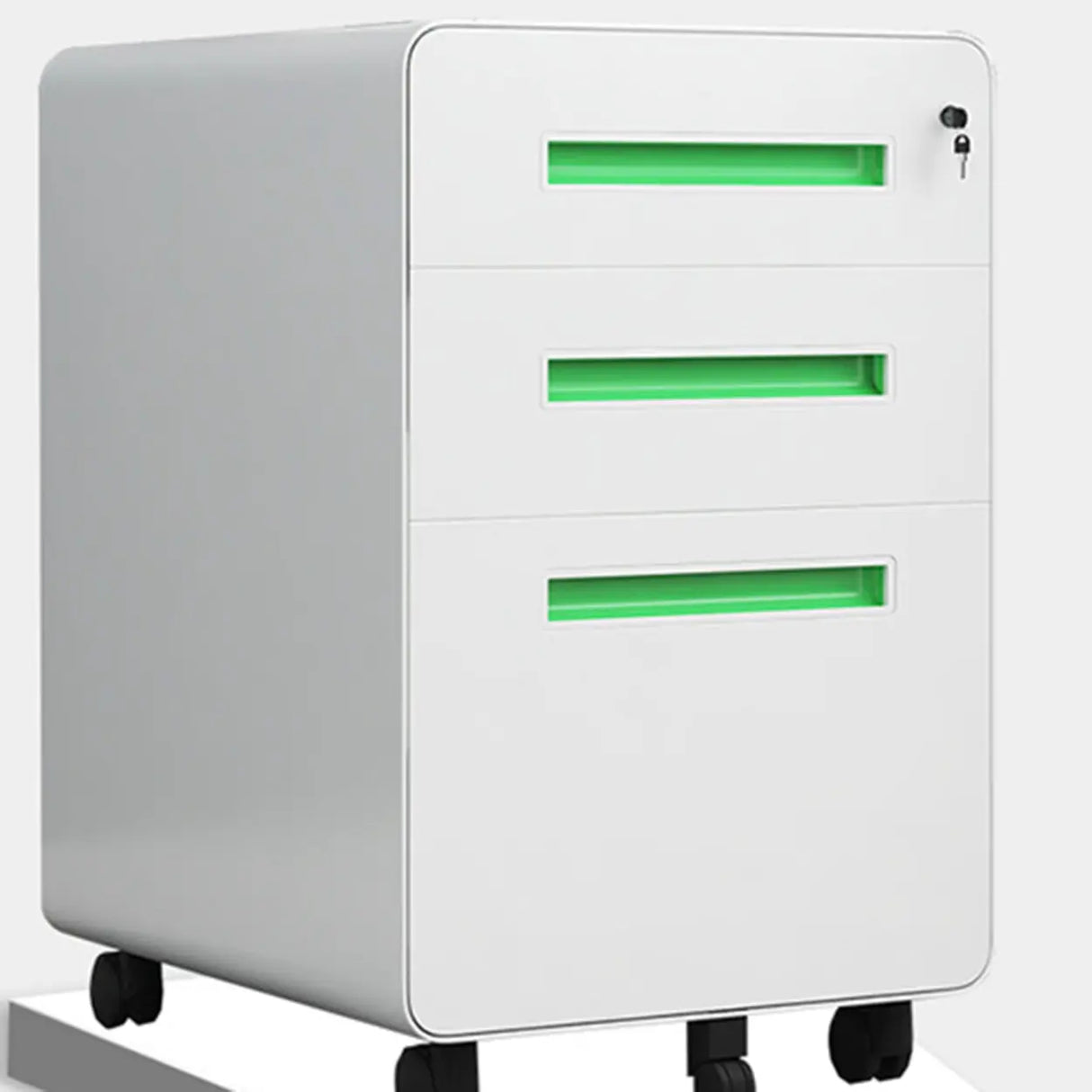 Steel Mobile Filing Cabinet White Key Lock with Casters Image - 5