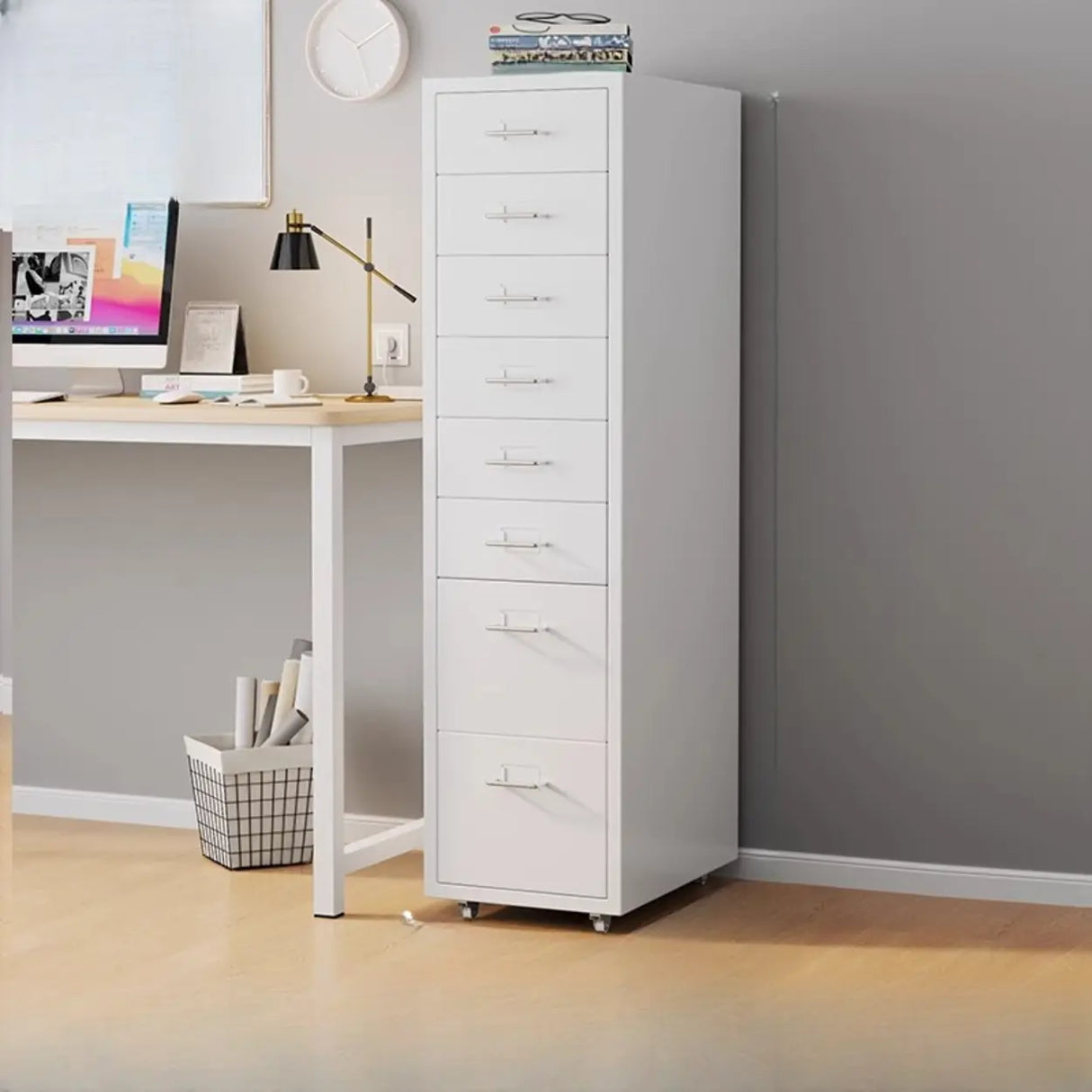 Steel Vertical Drawers Storage Rolling Filing Cabinet Image - 13