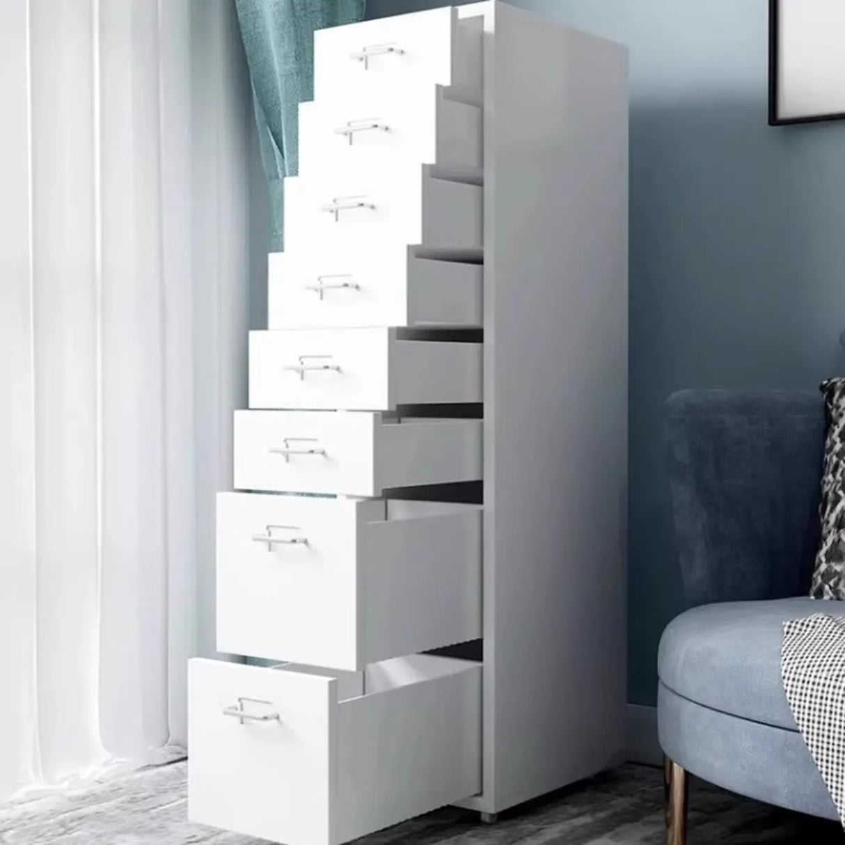 Steel Vertical Drawers Storage Rolling Filing Cabinet Image - 14