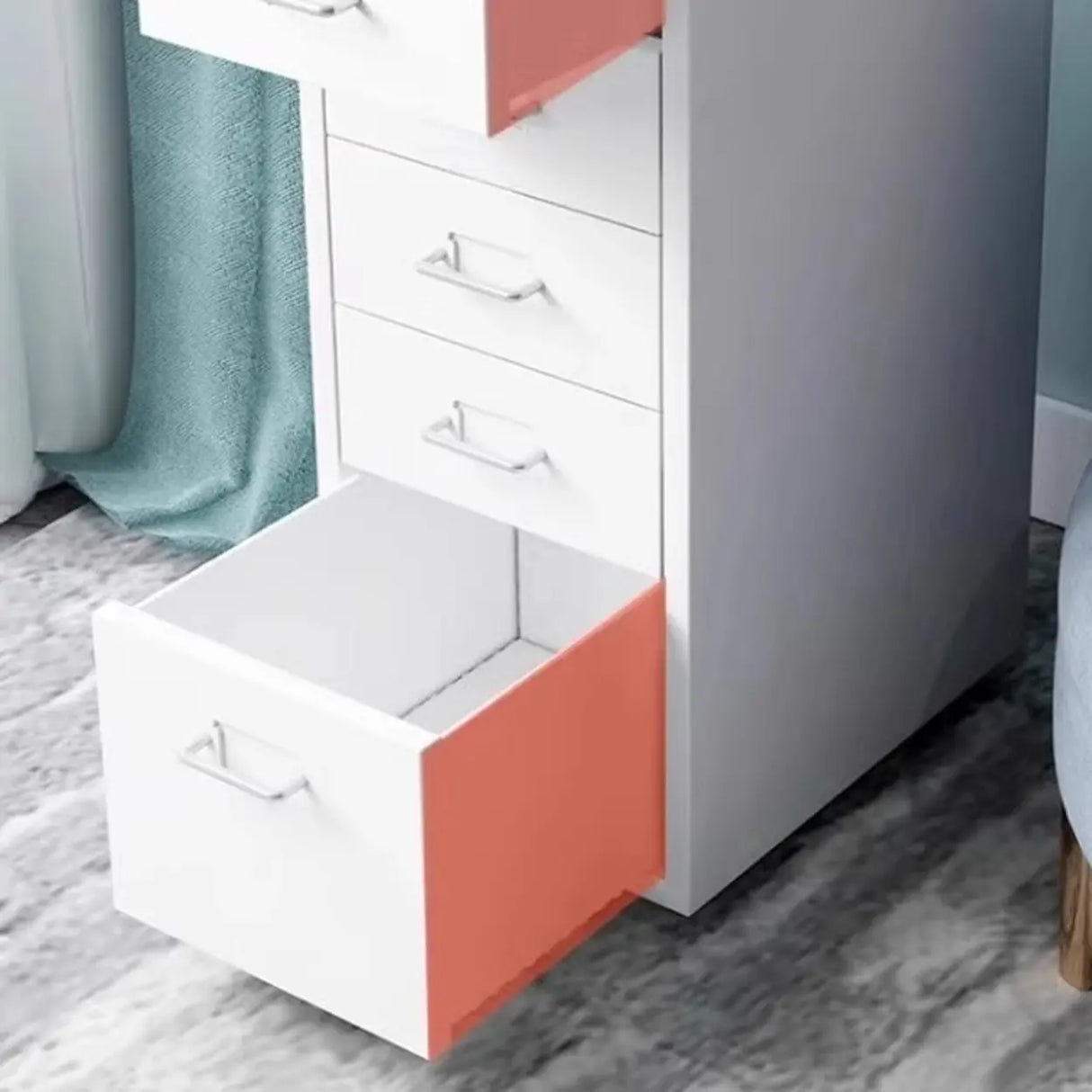 Steel Vertical Drawers Storage Rolling Filing Cabinet Image - 16