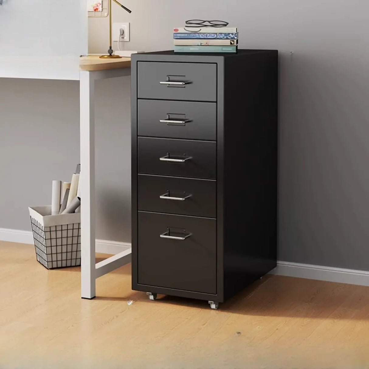 Steel Vertical Drawers Storage Rolling Filing Cabinet Image - 18