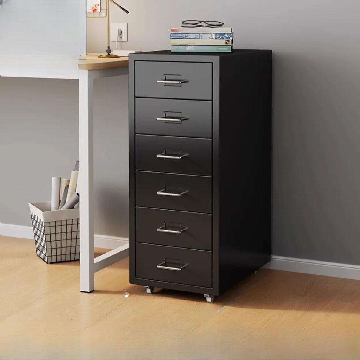 Steel Vertical Drawers Storage Rolling Filing Cabinet Image - 20