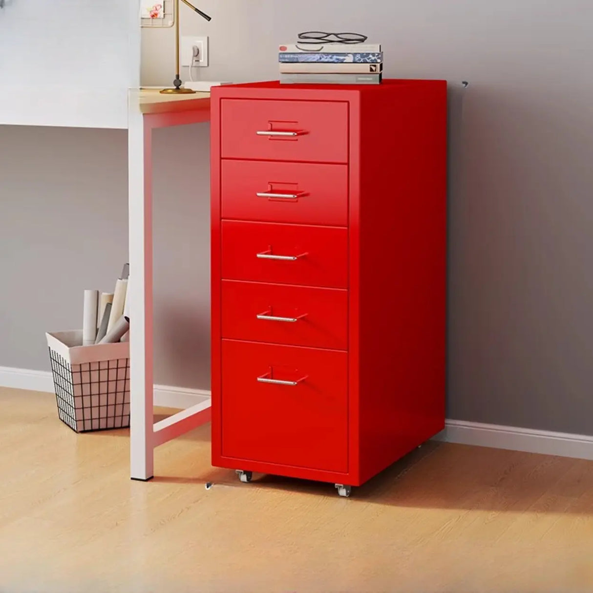 Steel Vertical Drawers Storage Rolling Filing Cabinet Image - 22