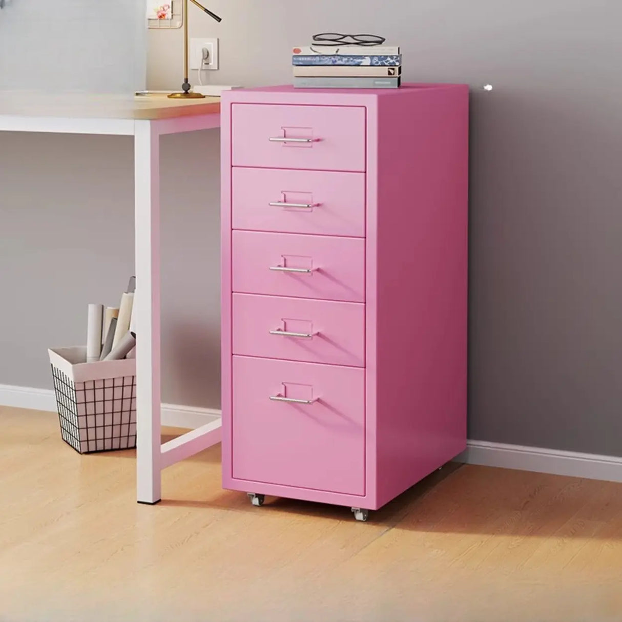 Steel Vertical Drawers Storage Rolling Filing Cabinet Image - 24
