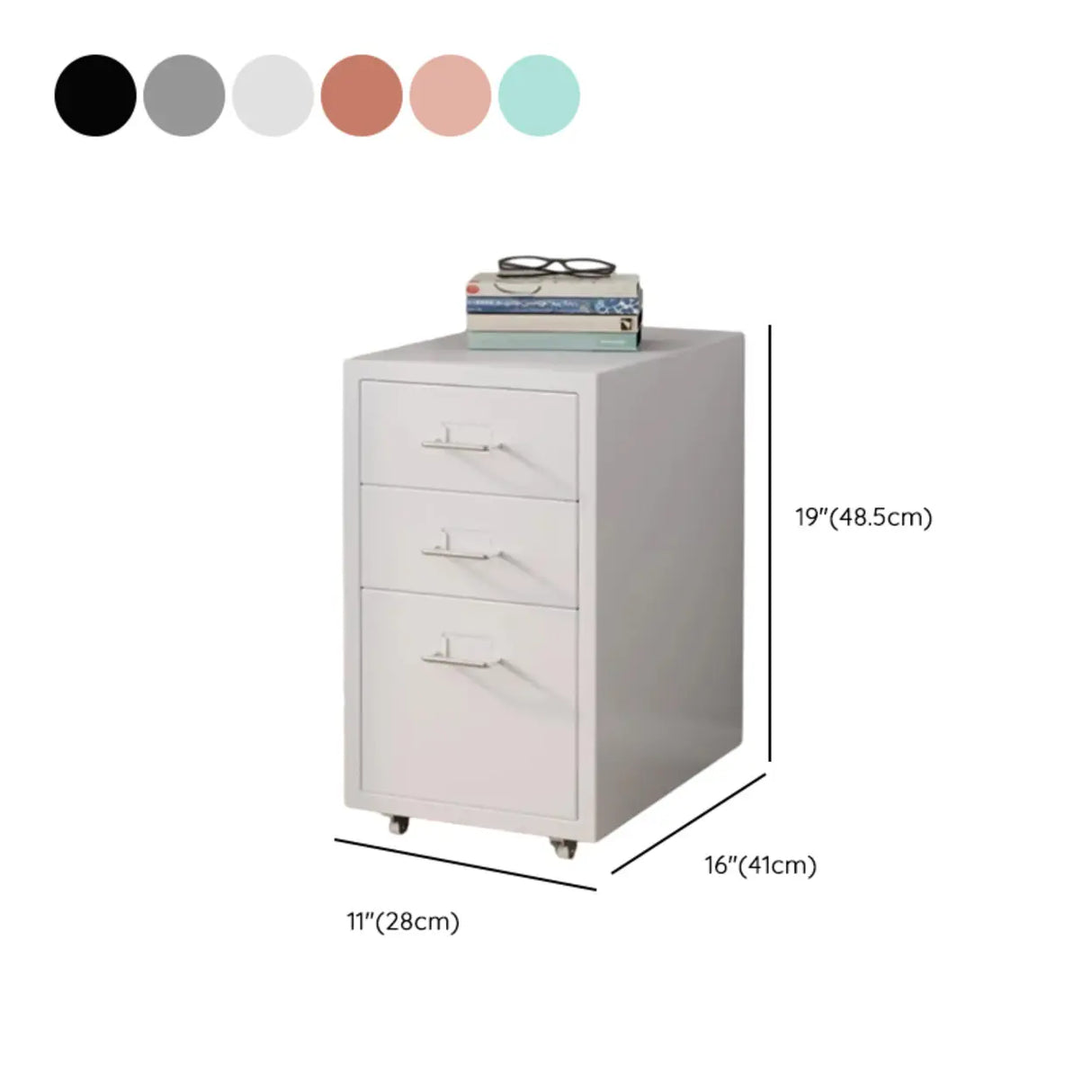 Steel Vertical Drawers Storage Rolling Filing Cabinet